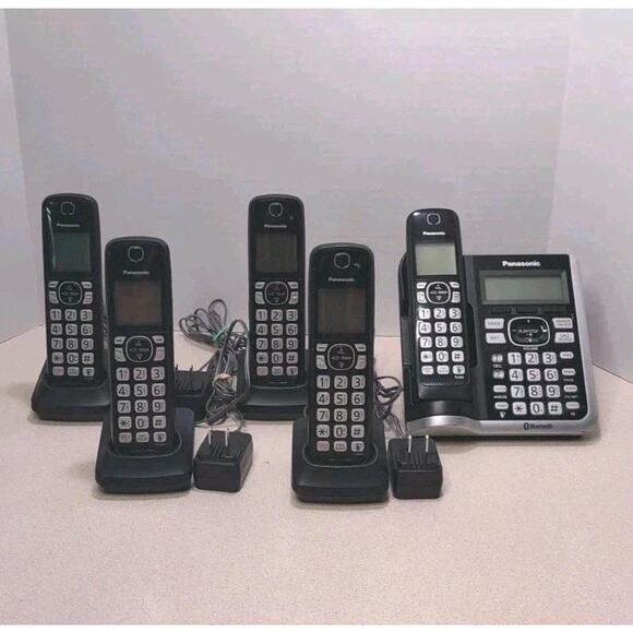 Panasonic KX-TGF570 5 Handset Cordless Phone with Link2Cell - Black - Picture 1 of 8